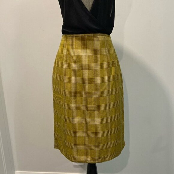 Jones New York Yellow Plaid Pencil Pencil Skirt Size 12 - Picture 2 of 16